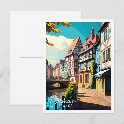 Colmar France Art vintage reisillustratie Briefkaart (Voorkant / Achterkant)