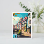 Colmar France Art vintage reisillustratie Briefkaart (Staand voorkant)