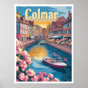 Colmar France Art Vintage Travel Illustratie Poster