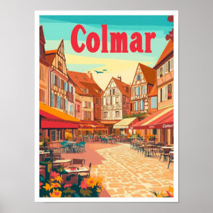 Colmar France Art Vintage Travel Illustratie Poster