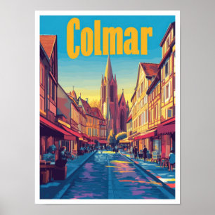 Colmar France Art Vintage Travel Illustratie Poster