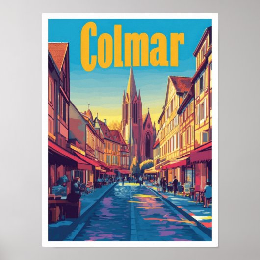 Colmar France Art Vintage Travel Illustratie Poster (Voorkant)