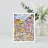 Colmar France Travel Place Waterverf Briefkaart (Staand voorkant)