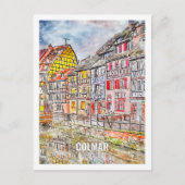 Colmar France Travel Place Waterverf Briefkaart (Voorkant)