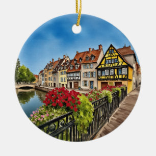 Colmar France Waterverf Keramisch Ornament