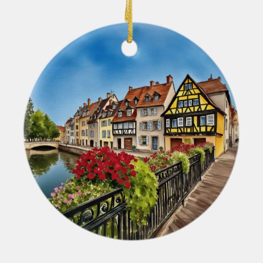 Colmar France Waterverf Keramisch Ornament (Achterkant)