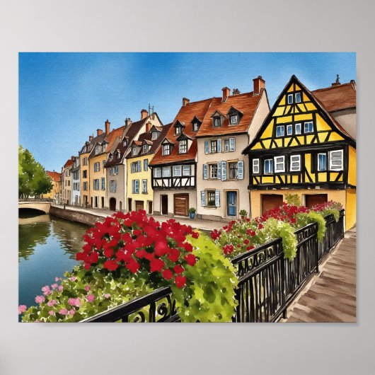 Colmar France Waterverf Poster (Voorkant)