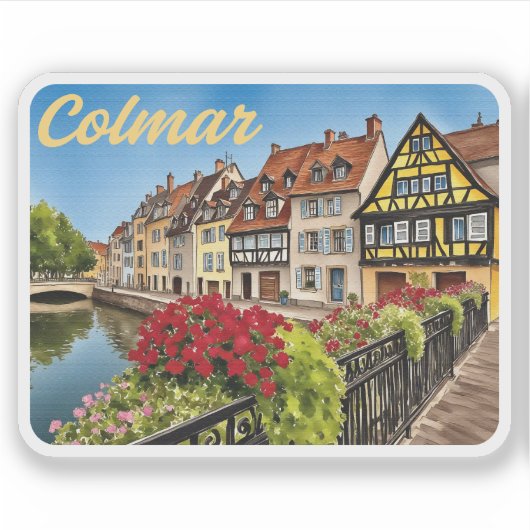 Colmar France Waterverf Sticker (Voorkant)