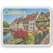 Colmar Frankrijk Aquarel Sticker (Voorkant)