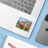 Colmar Frankrijk Aquarel Sticker (Laptop met iPhone)