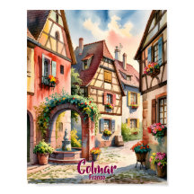 Colmar Frankrijk Elzas Aquarel Reis Maatwerk Tekst