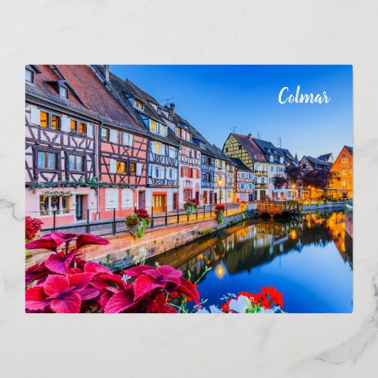 "Colmar" Frankrijk Folie Feestdagen Briefkaart (Voorkant)