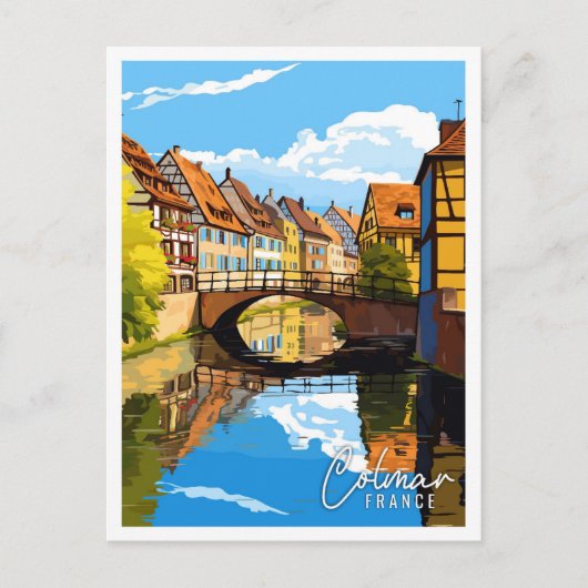 Colmar Frankrijk vintage reisillustratie Briefkaart (Voorkant)