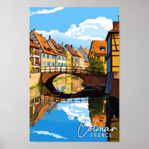 Colmar Frankrijk vintage reisillustratie Poster