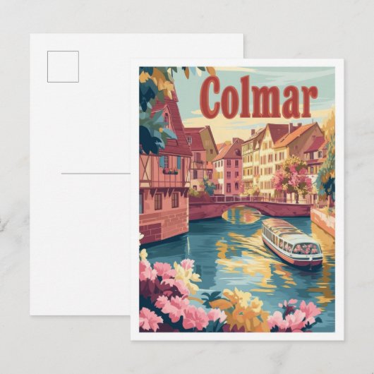 Colmar Frankrijk Vintage Travel Illustratie Briefkaart (Voorkant / Achterkant)