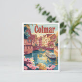 Colmar Frankrijk Vintage Travel Illustratie Briefkaart (Staand voorkant)