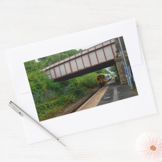 Colne Bound Train Leaving Burnley Barracks Railway Rechthoekige Sticker (Envelop)