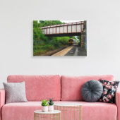 Colne Bound Trein die het Burnley Barracks Station Canvas Afdruk (Insitu (Woonkamer))