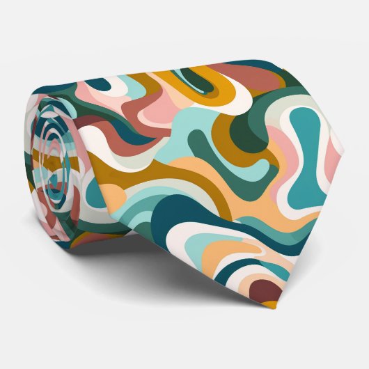 Coloedul Bonemian Swirly Shapes Patroon Stropdas (Opgerold)