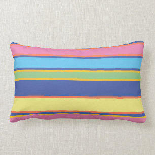 Colofrul Blue Yellow Pink Coral Stripe Beach Kussen