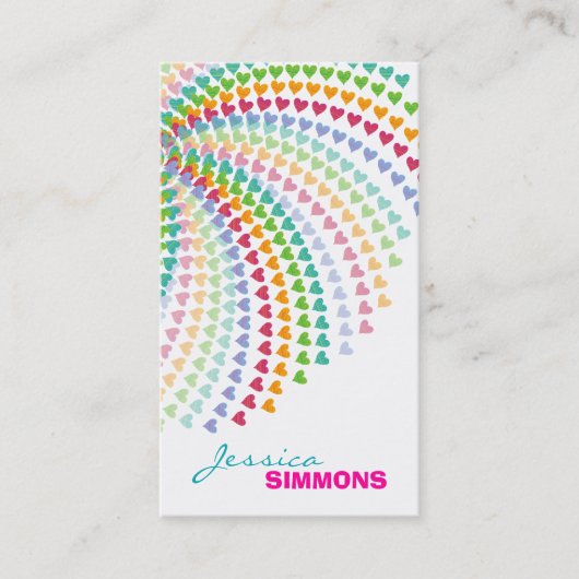 Coloful Fun Rainbow Hearts Sprinkles Profile Card Visitekaartje (Voorkant)
