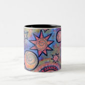 Coloful, groots, hemelse kosmos-ontwerp tweekleurige koffiemok (Center)