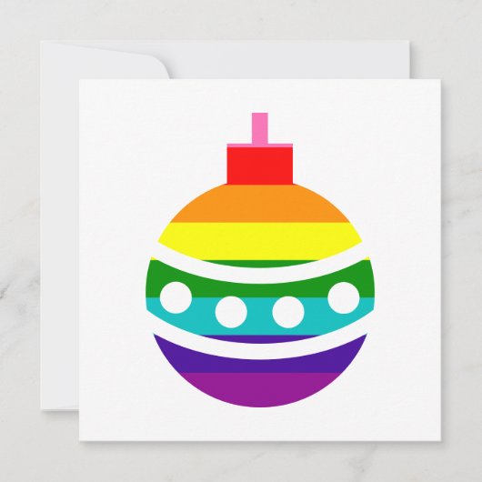 Coloful LGBTQ Pride Rainbow Flag Kerstmis Bauble Feestdagenkaart (Voorkant)