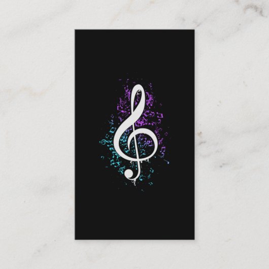 Coloful Treble Clef Musical Notes Art Visitekaartje (Voorkant)