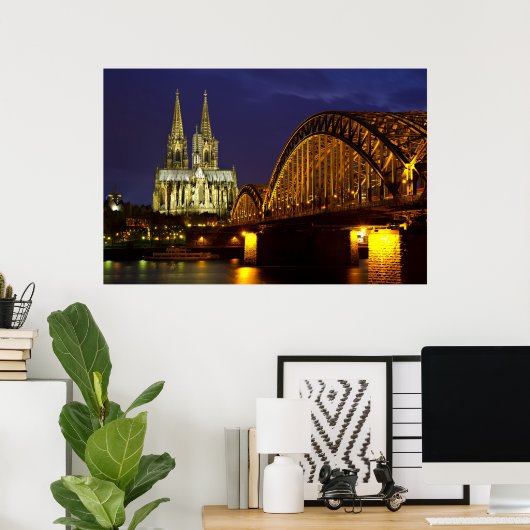 Cologne - Cathedral at twilight poster (Thuiskantoor)