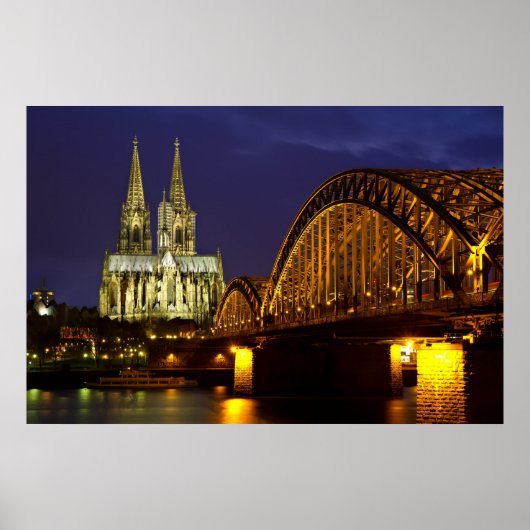 Cologne - Cathedral at twilight poster (Voorkant)