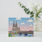 Cologne Cathedral Germany Night Travel Briefkaart (Staand voorkant)
