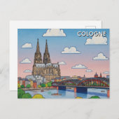 Cologne Cathedral Germany Night Travel Briefkaart (Voorkant / Achterkant)