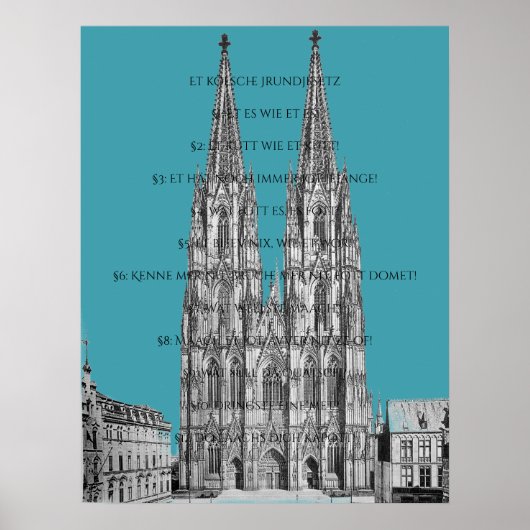 Cologne Dome Cologne Köln Kölsches Grundgesetz Poster (Voorkant)