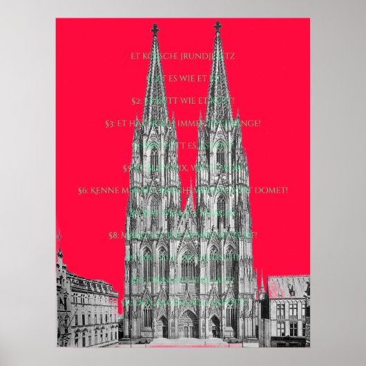 Cologne Dome Cologne Köln Kölsches Grundgesetz Poster (Voorkant)