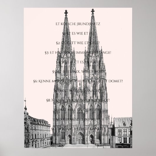 Cologne Dome Cologne Köln Kölsches Grundgesetz Poster (Voorkant)