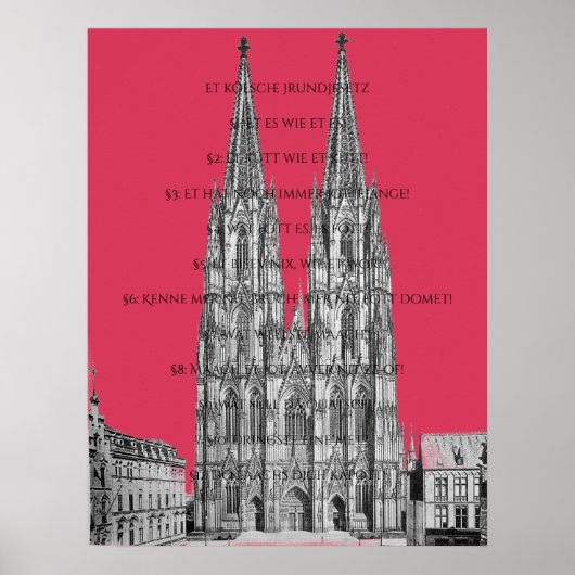 Cologne Dome Cologne Köln Kölsches Grundgesetz Poster (Voorkant)
