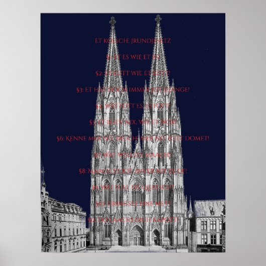 Cologne Dome Cologne Köln Kölsches Grundgesetz Poster (Voorkant)