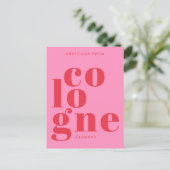 Cologne Köln Germany typography pink red Postcard Briefkaart (Staand voorkant)