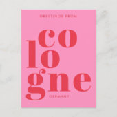 Cologne Köln Germany typography pink red Postcard Briefkaart (Voorkant)