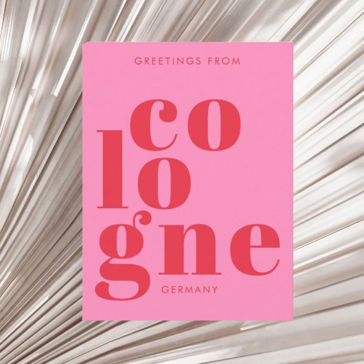 Cologne Köln Germany typography pink red Postcard Briefkaart