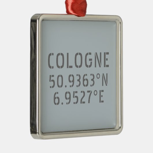 Cologne Latitude Longitude-coördinaten Metalen Ornament (Rechts)