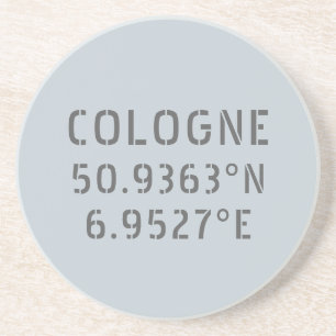 Cologne Latitude Longitude-coördinaten Zandsteen Onderzetter