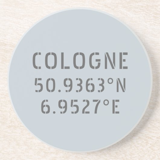 Cologne Latitude Longitude-coördinaten Zandsteen Onderzetter (Voorkant)