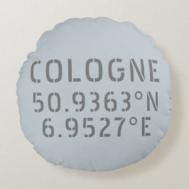 Cologne Latitude Longitude coördineert 16 inch Rond Kussen