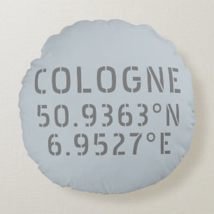 Cologne Latitude Longitude coördineert 16 inch Rond Kussen