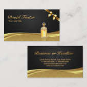 Cologne Perfume Fles Elegant Black Gold Damask Visitekaartje (Voorkant / Achterkant)