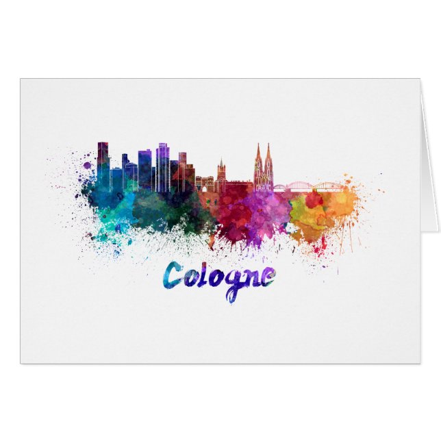 Cologne skyline in watercolor (Voorkant Horizontaal)
