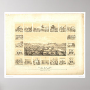 Coloma, CA. Panoramische kaart 1857 (0423A) Poster