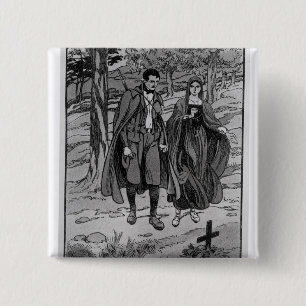 Colomba en haar broer naast de vader vierkante button 5,1 cm