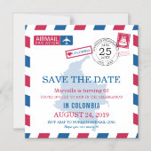 Colombia Airmail verjaardagsfeest Magnetische Uitnodiging (Voorkant)